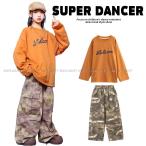 ショッピングダンス 衣装 ヒップホップ ヒップホップ 衣装 迷彩 ダンス衣装 キッズ セットアップ 男の子 ガールズ ロンT 迷彩パンツ K-POP 韓国 子供ダンス服 ダンスウェア カモフラージュ