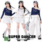  девушки hip-hop костюм K-POP Корея Cheer Dance ребенок Dance одежда Dance одежда ребенок Dance одежда плечо .. tops оборка юбка линия брюки темно-синий белый 