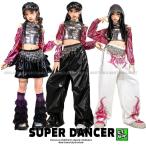 ショッピングダンス 衣装 ヒップホップ キッズダンス衣装 セットアップ ヒップホップ 衣装 K-POP 韓国 ガールズ 子供ダンス服 派手 光沢 メタリック レザー 肩出し シルバー ピンク ブラック 白