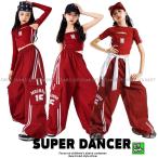 ショッピングダンス 衣装 ヒップホップ ヒップホップ ダンス衣装 ガールズ K-POP 韓国 赤 キッズダンス衣装 セットアップ 派手 セパレートトップス ラインパンツ ダンスウェア 子供ダンス服
