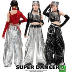 ダンス衣装 ガールズ 衣装 かっこいい 黒 赤 シルバー メタリック  K-POP 韓国 セットアップ アシンメトリー 肩出しトップス パンツ