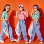  Kids танцевальный костюм hip-hop HIPHOP выставить .... tops t рубашка Dance Denim джинсы брюки девушки Cheer Dance девочка тренировка надеты презентация 