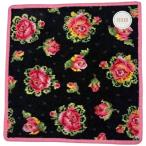 クリックポスト配送(送料１９８円) ラッピング不可 フェイラー ハンカチ FEILER レーシーローズドット 黒 ブラック/ピンク 25×25cm シュニール織り