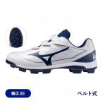 ミズノ 野球スパイク ポイントスパイク ソフトボール クッションレボダイア BLT ベルト式 マジックテープ 11GP252614 ホワイト×ネイビー 3E ワイド 幅広