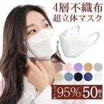 一部即日発送 マスク 柳葉型マスク 50枚 N95相当 使い捨て  大人用 男女兼用 4層構造 立体マスク メイクが付きにくい 血色 PM2.5 飛沫感染 予防 口紅付きにくい
