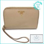  прекрасный товар Prada 1ZH017safia-no смартфон кейс "умный" ключ кейс сумка compact кошелек кожа бежевый Gold металлические принадлежности раунд застежка-молния 