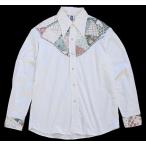 ★70s KENNINGTONケニントン 花柄 パッチワーク柄 キルティング ヨーク切り替え ウエスタンシャツ 白 L★ビンテージ オールド カントリー