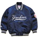 90s Majestic MLB New York Yankees ニューヨーク ヤンキース キルティングライナー ナイロンスタジャン 紺 ボーイズS★オールド キッズ