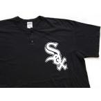 00s Majestic MLB WHITE SOX ホワイトソックス ヘンリーネック Tシャツ 黒 XXL★特大 オールド スポーツ ブラック オーバーサイズ