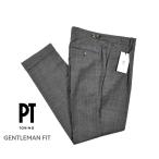 PT TORINO ピーティートリノ / GENTLEMAN FIT ウールスラックス ワンタックパンツ ストレッチ ヴァージンウール グレンチェック グレー / メンズ / セール対象