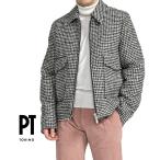 PT TORINO ピーティートリノ / ジップアップ ブルゾン フライトジャケット アウター ウール ポリエステル チェック ホワイト ブラック / メンズ / セール対象