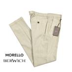 BERWICH ベルウィッチ / MORELLO GD スラックス ワンタック パンツ ストレッチ コットン チェック ライトベージュ / メンズ / セール対象