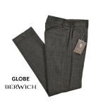 BERWICH ベルウィッチ / GLOBE スラックス ノータック パンツ コットン ポリエステル ビスコース グレンチェック ブラウン / メンズ / セール対象