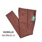 BERWICH ベルウィッチ / MORELLO スラックス ワンタック パンツ ヴァージンウール 100% ストライプ レッドブラウン / メンズ / セール対象
