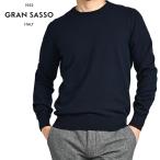 GRAN SASSO グランサッソ / カシミヤ 100% ニットセーター クルーネック ハイゲージ 長袖 ネイビー / CASHMERE / メンズ / セール対象