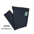 BERWICH ベルウィッチ / RETRO スラックス ワンタック パンツ ストレッチ コットン ポリエステル ビスコース バーズアイ ネイビー / メンズ / セール対象