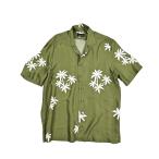 TAGLIATORE アロハシャツ カジュアルシャツ オープンカラー 開襟 半袖 コットン100% ハワイアン 総柄 オリーブグリーン / HAWAII