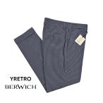 BERWICH ベルウィッチ / YRETRO コットン 100% スラックス ノータック パンツ 総柄 ネイビー / メンズ / セール対象