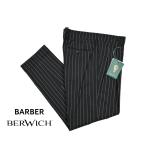 BERWICH ベルウィッチ / BARBER コットン ツータックスラックス ストレッチ パンツ ストライプ ブラック / メンズ / セール対象