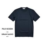 GRAN SASSO グランサッソ / マーセライズコットン100% クルーネック半袖Tシャツ FILO SCOZIA ネイビー / セール対象