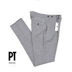 PT TORINO ピーティートリノ / GENTLEMAN FIT SUPER100's ヴァージンウール100% ツータックベルトレススラックス ブルー / メンズ / セール対象