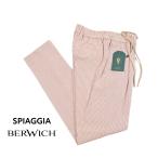 ショッピングセール対象 BERWICH ベルウィッチ / SPIAGGIA ストレッチコットン ドローコード付きシアサッカーパンツ ホワイト×レッド / セール対象