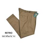BERWICH RETRO ストレッチコットンチノワンタックスラックス ブラウン / メンズ / セール対象