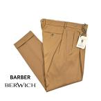 ショッピングセール対象 BERWICH ベルウィッチ / BARBER ストレッチコットン ツータックスラックス ブラウン / セール対象