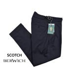 BERWICH ベルウィッチ / SCOTCH スラックス ツータック ストレッチ パンツ コットン ネイビー / セール対象