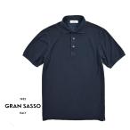 GRAN SASSO グランサッソ / コットン100% 鹿の子ポロシャツ 製品染め ネイビー / セール対象