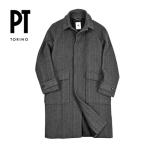 PT TORINO ピーティートリノ / ステンカラーコート バルマカーンコート 秋冬 ヴァージンウール カシミヤ ヘリンボーン グレー / メンズ