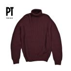 PT TORINO ピーティートリノ / カシミヤ混 ニットセーター タートルネック リブ編み ミドルゲージ ウール ワインレッド / メンズ