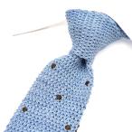 BARBA bar ba/ галстук вязаный галстук cucito a mano рука .. покрой хлопок linen точка голубой / распродажа 