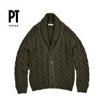PT TORINO ピーティートリノ / カシミヤ混ウール ケーブルニットショールカラーカーディガン カーキグリーン / セール対象