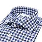 ORIAN オリアン / Vintage Classic ドレスシャツ ホリゾンタルカラー 長袖 コットン100% ギンガムチェック ブルー / 25-26AW新作 / セール対象