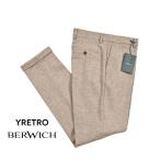 BERWICH bell wichi/ YRETRO LONG шерсть 100%no- tuck "в елочку" слаксы светло-коричневый / распродажа объект 