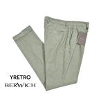 ショッピングセール対象 BERWICH ベルウィッチ / YRETRO LONG-GD ストレッチコットン ノータックパンツ グリーン / セール対象