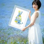 ショッピングアート作品 【A2サイズ  アートポスター】 ナチュラル モダン 北欧  猫 ネコ  花 デザイン アートのみ
