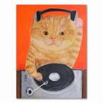 ポスター 　おしゃれ 額付 アートポスター　 動物イラストシリーズ ネコ・DJ デザインNO-1