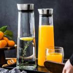 ガラス ピッチャー 蓋付き 1リットル 麦茶ポット 耐熱 食洗器対応 洗いやすい ポケット 水差し ボトル スリム 冷茶 ジャグ ウォーターピッチャー