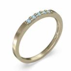 10kイエローゴールド 平たい リング ハーフ エタニティ 指輪 5石 細身 指輪 11月の誕生石 ブルートパーズ(青) 幅約1.7mmリング 細め