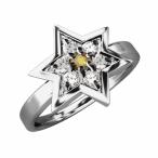 リング 六芒星 (黄水晶)シトリン 天然ダイヤモンド 11月誕生石 10kホワイトゴールド 六芒星大サイズ