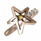 (黄水晶)シトリン 天然ダイヤモンド 指輪 スター ヘッド 10kピンクゴールド 11月誕生石