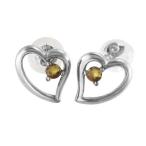 シトリントパーズペアピアスオープンハートPt90011月の誕生石キャッチ付き