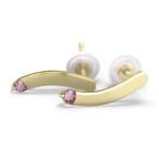 ピンクトルマリン両耳ピアスプレート10月誕生石18金イエローゴールドキャッ...