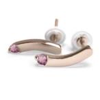 ピンクトルマリンペアピアスプレートk18ピンクゴールド10月の誕生石キャッ...