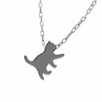 ネコシルエット小サイズ猫ペンダントネックレスk10ホワイトゴールドシンプル