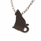 猫ペンダントトップとネックレスネコシルエットシンプル小サイズk10ピンクゴールド
