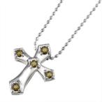 シトリンペンダントネックレスクロスデザイン5ストーンk10ホワイトゴールド...