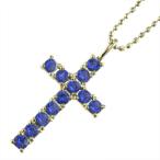 サファイアペンダントネックレスクロスK109月誕生石